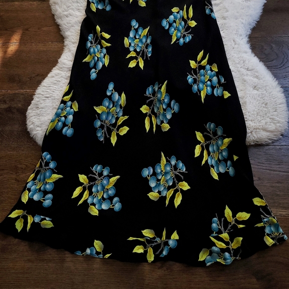 Vintage Betsey Johnson 90s Blueberry Fruit Print Ruffle Slip Midi Dress - Picture 11 of 16